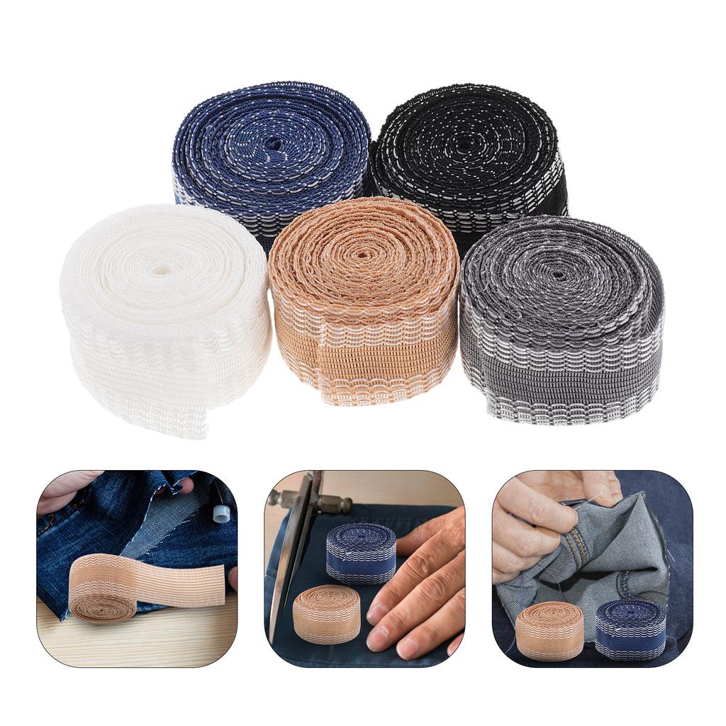 5 Rolls Pants Hem Tape Self Adhesive No Sew Iron on Hemming Tape for Quick Hem Repair Jeans Trousers Skirts DIY Clothing