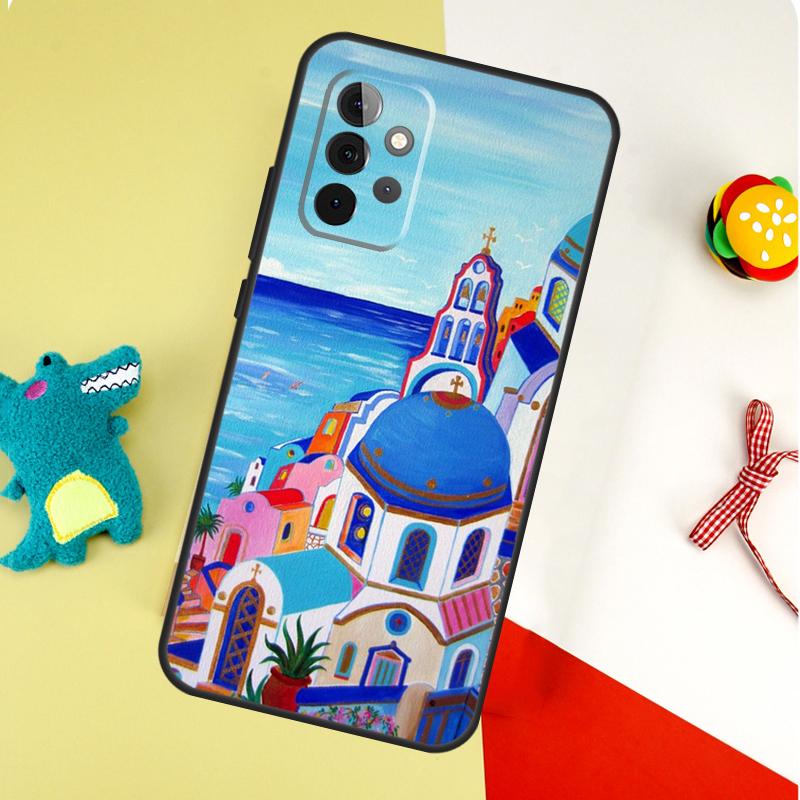 Oia Santorini Greece For Samsung Galaxy A53 A33 A13 A54 A34 A14 A55 A35 A15 A05 A06 A16 A22 A32 A52 Phone Case