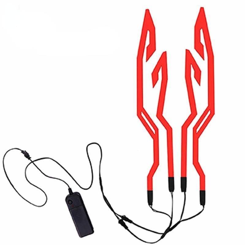 1 Set Waterproof Motorcycle Bike Helmet LED Cold Light Strip EL Sticker 4 Flashing Warning Lights Night Riding Helmet Kit