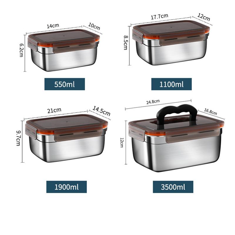 Contenitore per il pranzo Bento in acciaio inossidabile 304, contenitore per alimenti sigillato portatile, per lavoro, stoviglie da picnic
