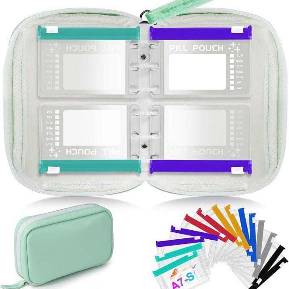 7/14PCS Portable Waterproof Pill Pouch Set Leakproof Color-Coded 7-Day Pill Organizer Moisture-proof Zippered Pouches
