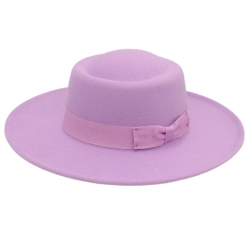 Popular Top Hat Versatile Bow Dome Convex Top Big Brim Fashion Casual Woolen Felt Hat Top Hat Hat