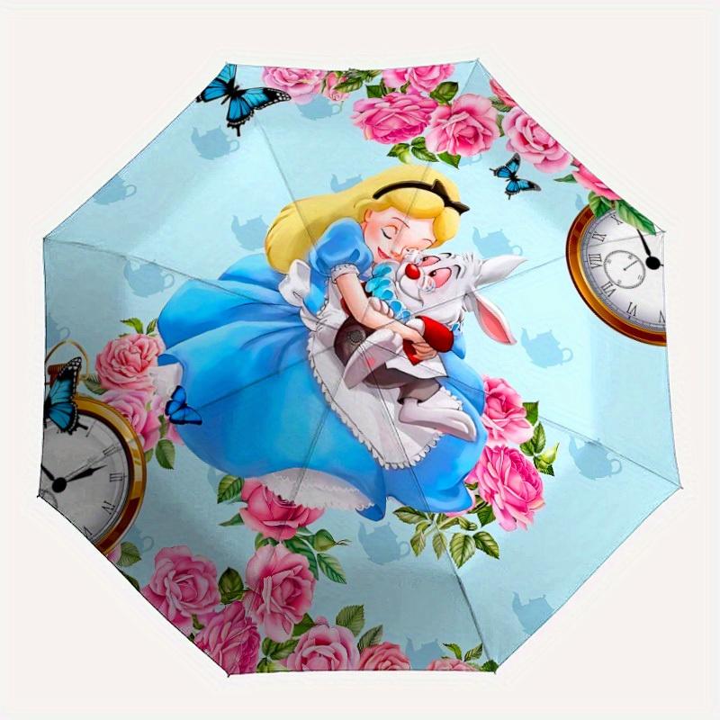 

1pc Alice in Wonderland Folding Umbrella - Compact Travel Umbrella with 8-Rib Design, Manual Open/Close yy250728043