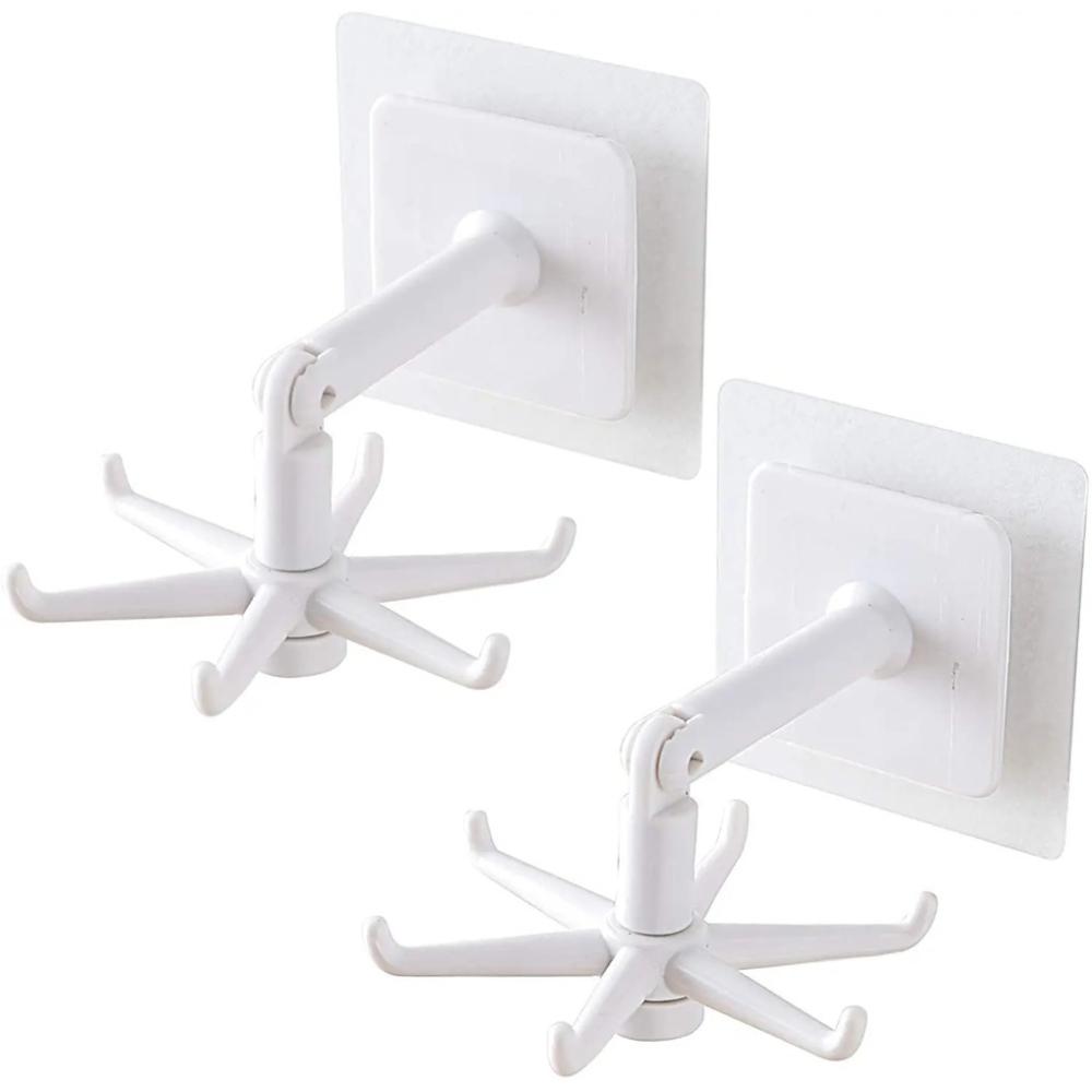 1/2Pcs Kitchen Hook Multifunctional Hook 360 Degree Swivel Rack Bathroom Wall Door Hook Bracket And Storage Spoon Rack Accessory