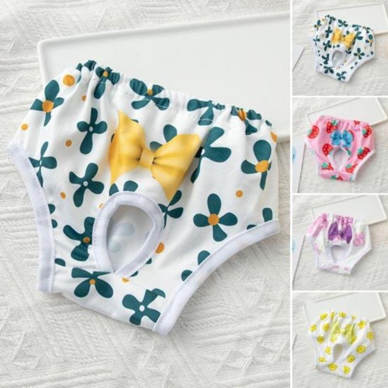 Pet Menstrual Pants Comfortable Absorbent Dog Diapers Prevent Mess Cartoon Patterned Breathable Shorts Underwear Princess Pet Panties Dog Clothes