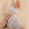 Lolitas Sheer Gloves Hand Sleeves Women Layered Ruffle Wrist Cuffs Elastic Bracelet for Halloween,Wedding,Masquerade