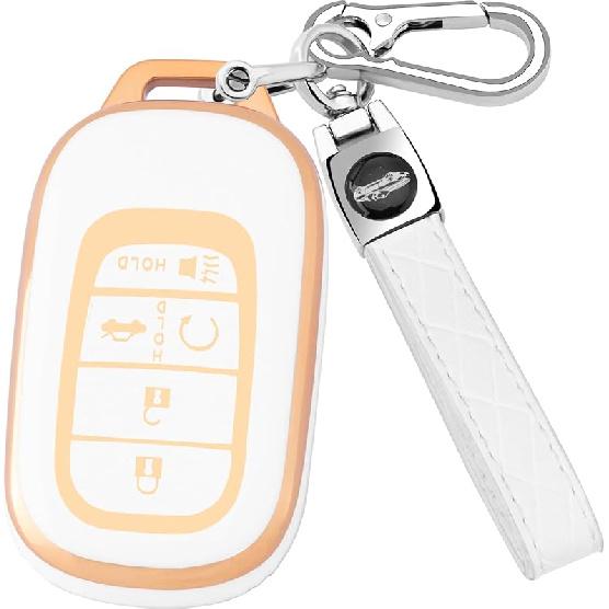 for Honda Key Fob Cover with Keychain, Soft TPU Protection Key Fob Cover Case Shell Compatible with   2024 Honda Accord Civic HR-V CR-V Pilot Smart