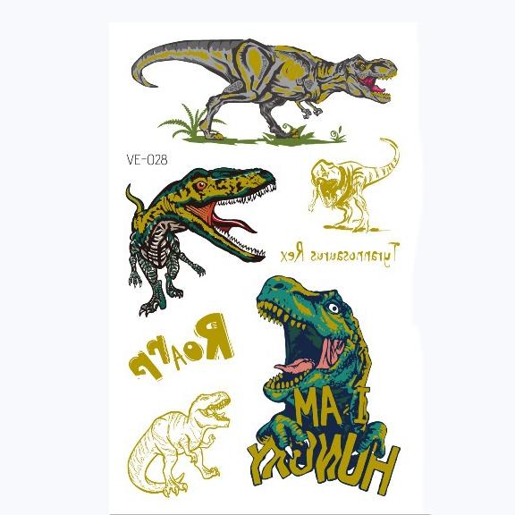 Dinosaur Tattoo Stickers Cartoon Bronzing Fake Temporary Tattoo Stickers for Kids Boy Girl Face Arm Body Art Stickers Toys