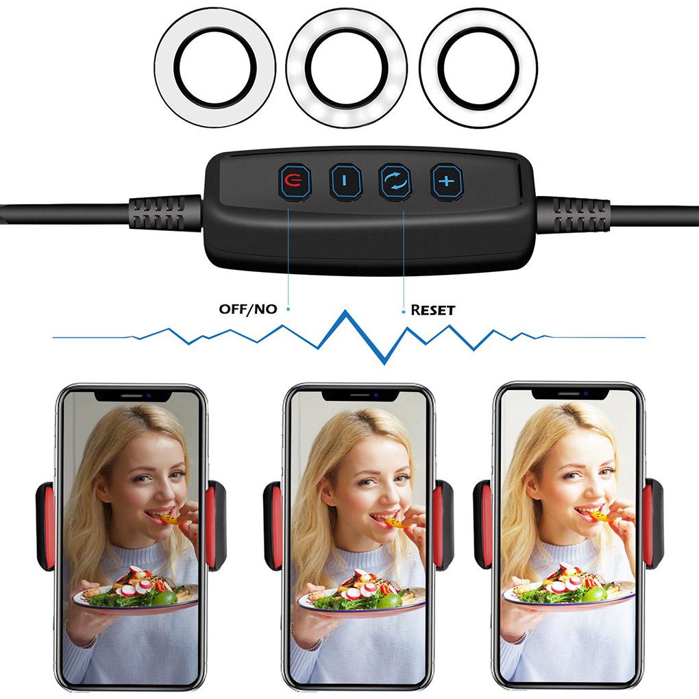 Selfie Flash Ring Light & Mobile Phone Holder Camera Long Arm USB Clip On