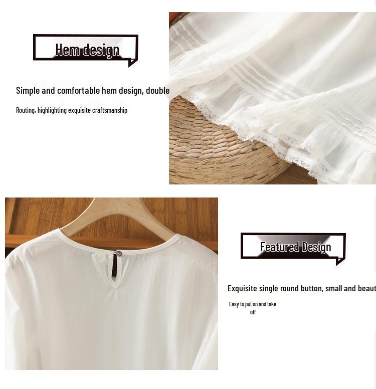 2026 Japanese Style Loose Fit Long Sleeve with French Lace Trim