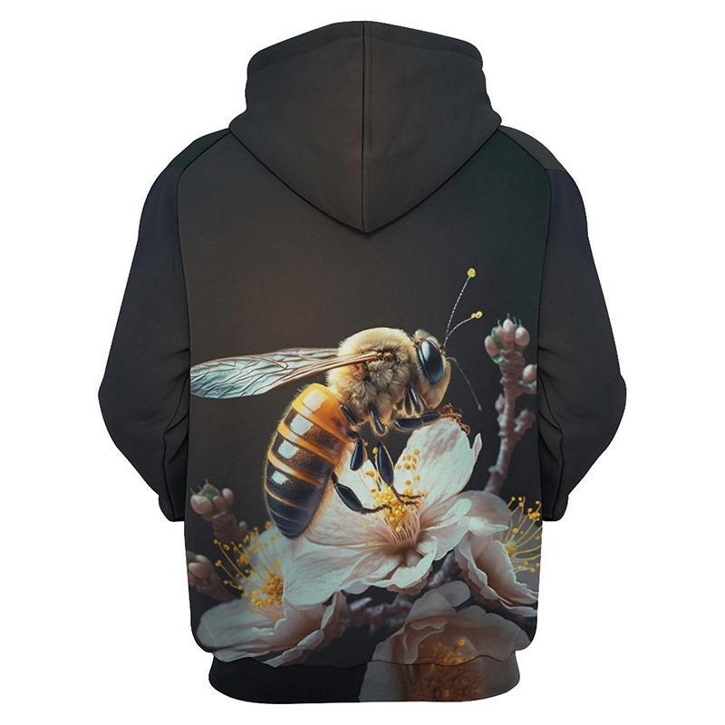 Cute Bee Pattern Hoodies Fashion Spring Autumn Mens Funny 3D Printed Long Sleeve Hoodie Casual Oversized Harajuku Pullovers