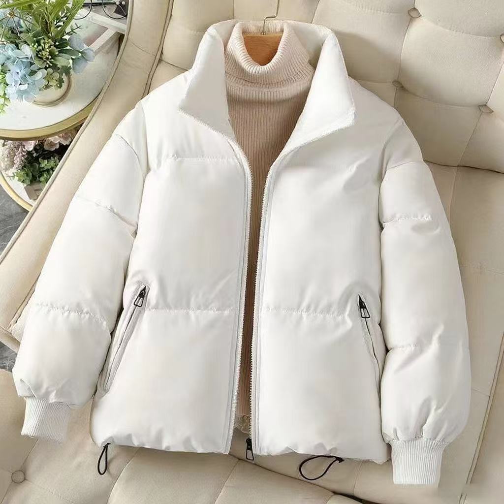 

Женская укороченная хлопковая куртка на пуху на зиму 2025 года, корейская версия, свободная, приталенная, хлопковый зимний топ-куртка S белый