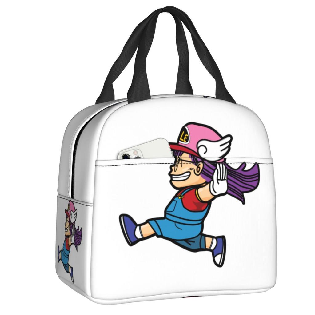 Custom Arale Norimakis Japanese Dr Slump Insulated Lunch Bags for Work School Waterproof Cooler Thermal Bento Box Women Children