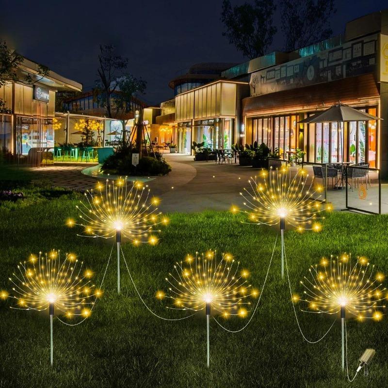 LED Solcelle Fyrverkerilamper Utendørs Vanntett Solcelle Hage Eventyrlys For Plen Gangsti Terrasse Gård Fest Juledekorasjon