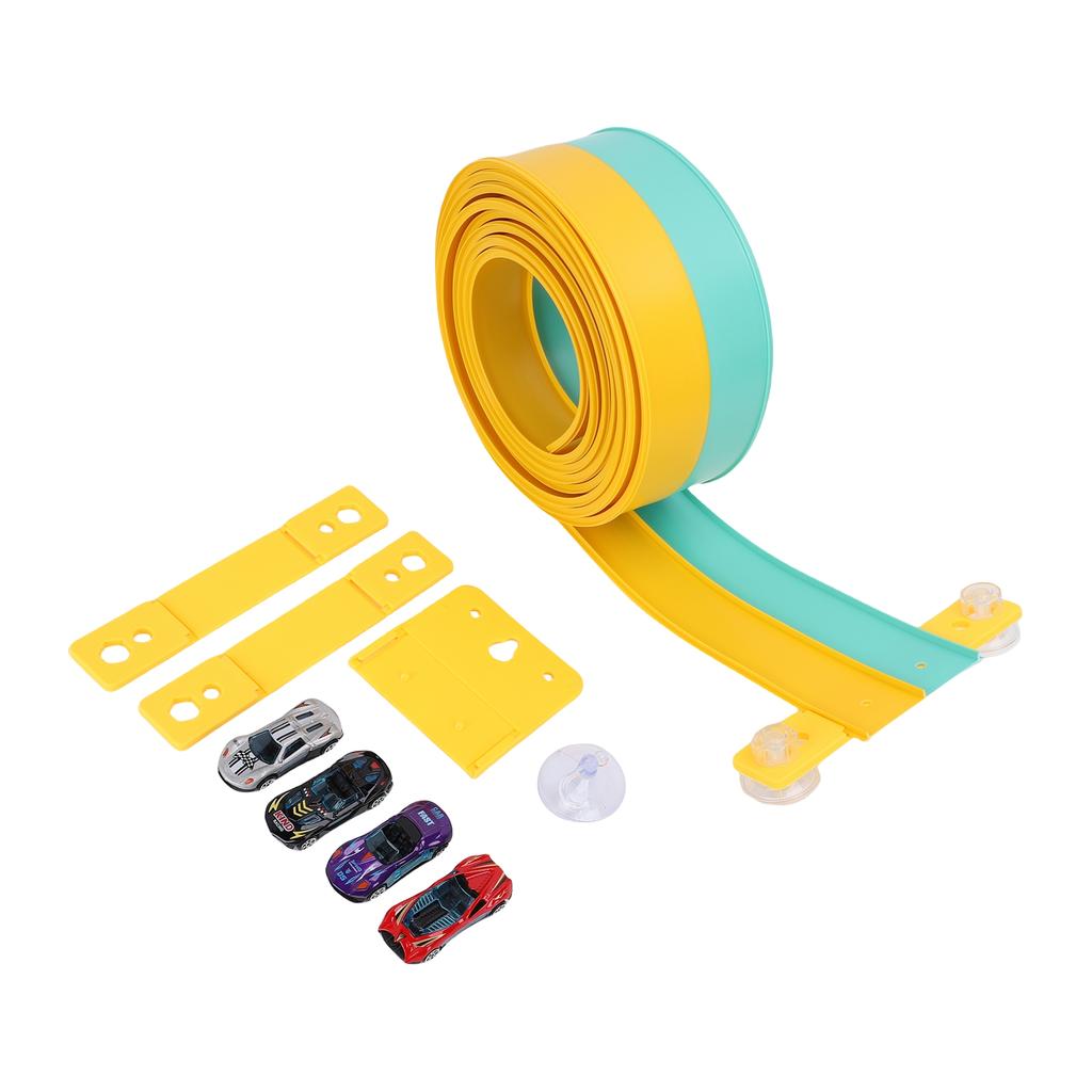 ible Race Car Track Rolls Up Portable   Track Racetrack Toy with 4 Cars for 3 To 10 Years Old Boys