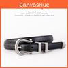 Classic Vintage Leather Belt For Women With Silver Buckle And Denim Waist Accessory For Casual Style