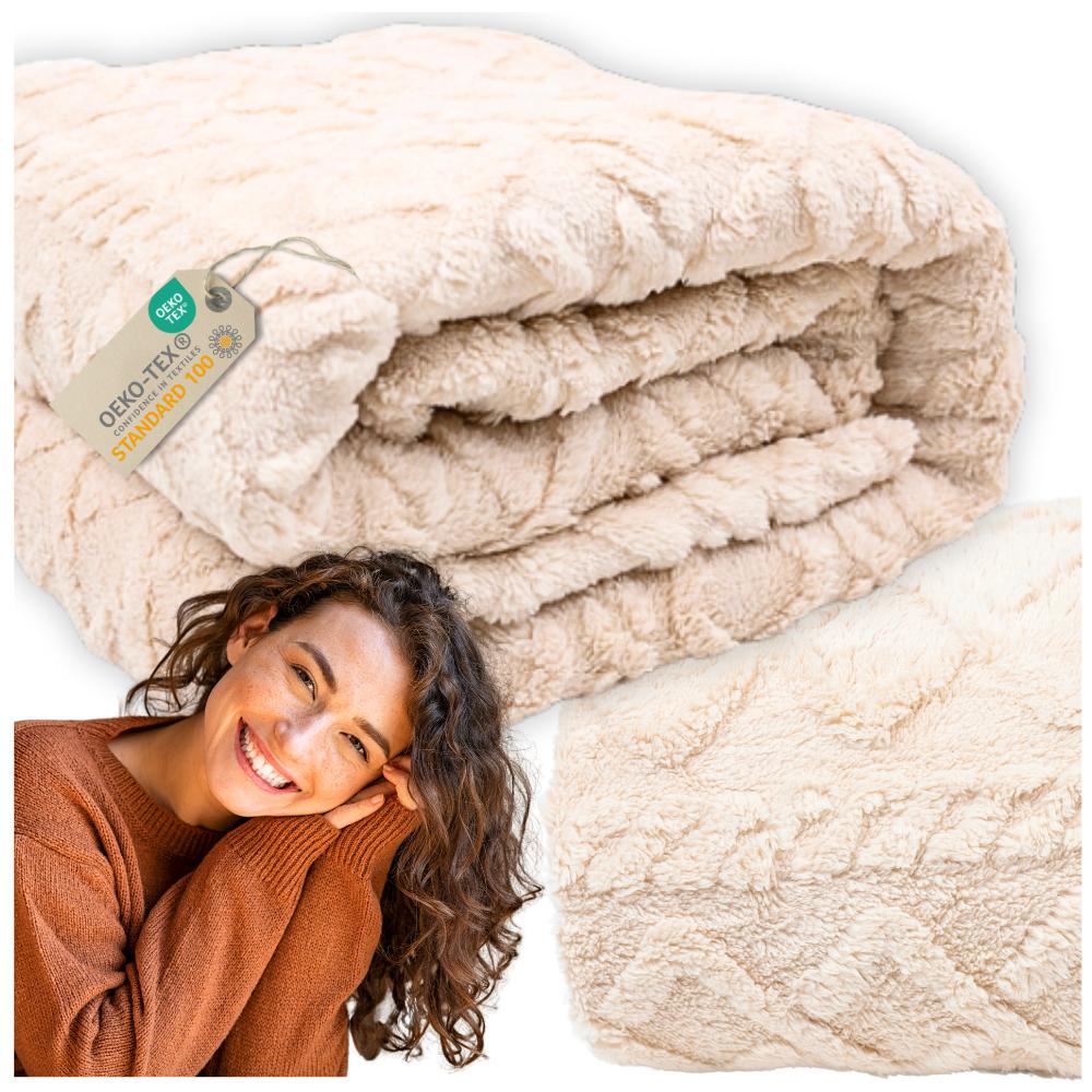Scandinavian Blanket Thick Bedspread Warm Pledge 160X200 Cm Gift Beige