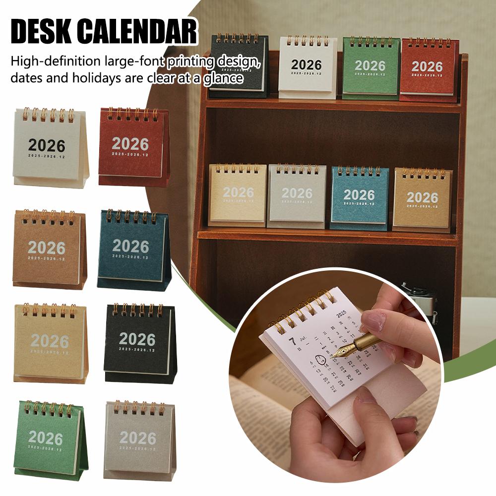 3pcs English 2026 Mini Simple Small Desk Calendar Pocket Portable Daily Memo Calendar Planner Desktop Decor Office Stationery