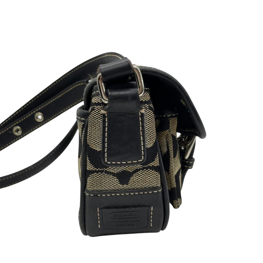 Used COACHShoulder Bag black/beige canvas/leather Women