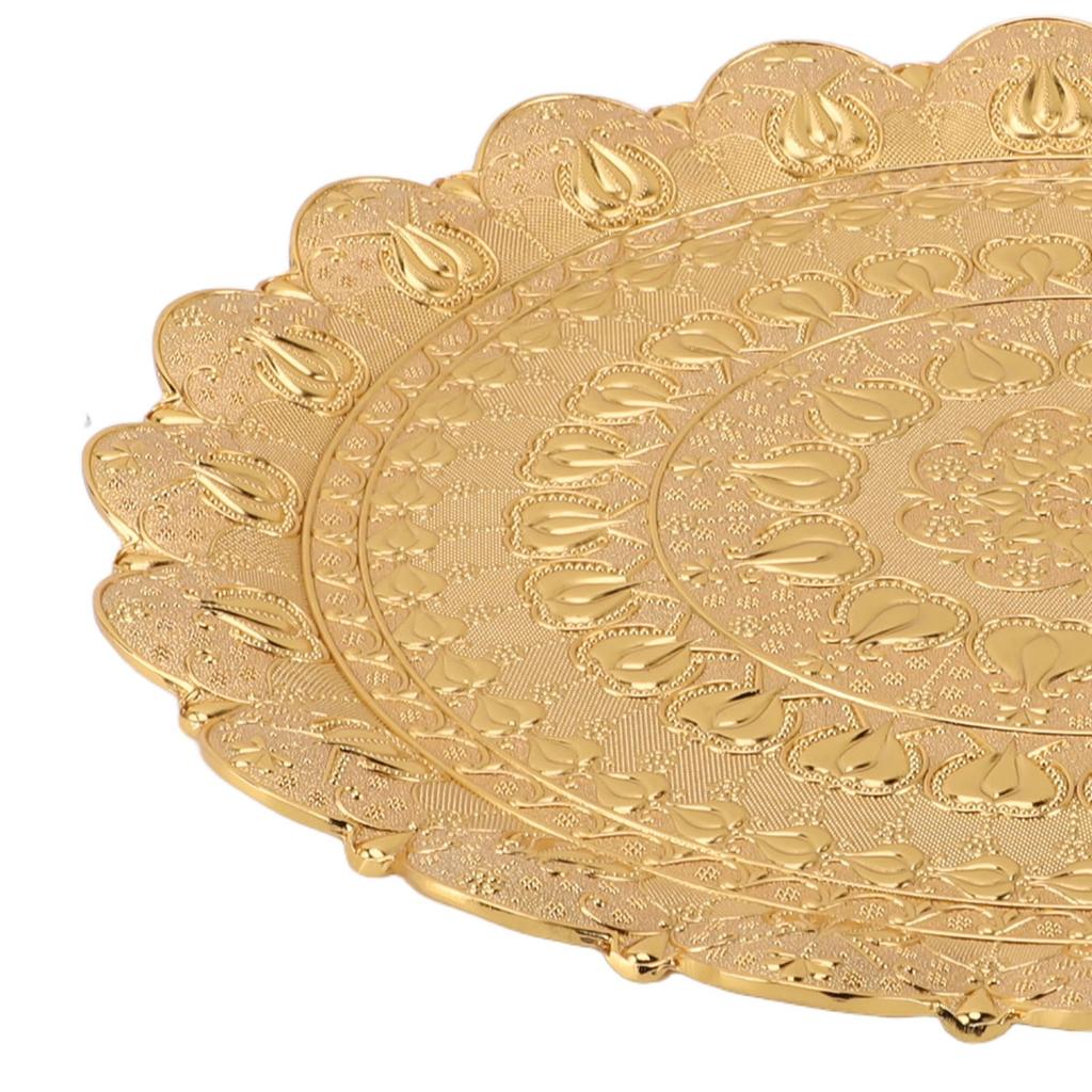 Turkish Tea Coffee Serving Tray Vintage   Embossed Pattern Round Coffee Plate for Bar Outdoor   Dessert