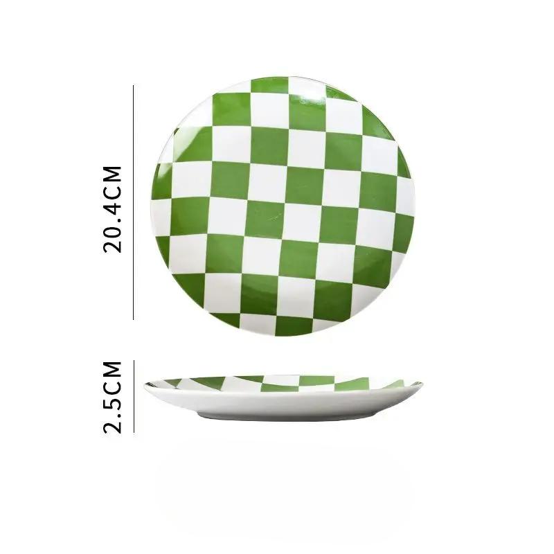 Creative Chess Grid Ceramic Plate Home Dinner Tableware Western Steak Plate Exquisite Bread Dessert Dishes Kitchen Utensils Home