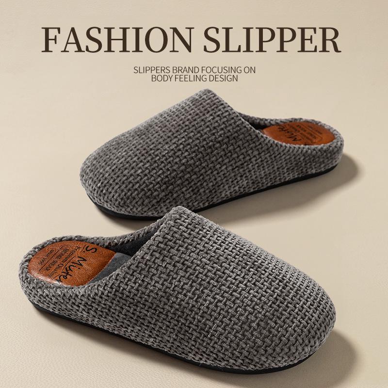 Premium Men's & Women's Warm Cotton Slippers, Non-slip Plush Indoor Silent Sandals for Autumn/Winter.