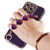For iPhone 13 Pro Max Case Electroplating Soft TPU Phone Cover with Strap