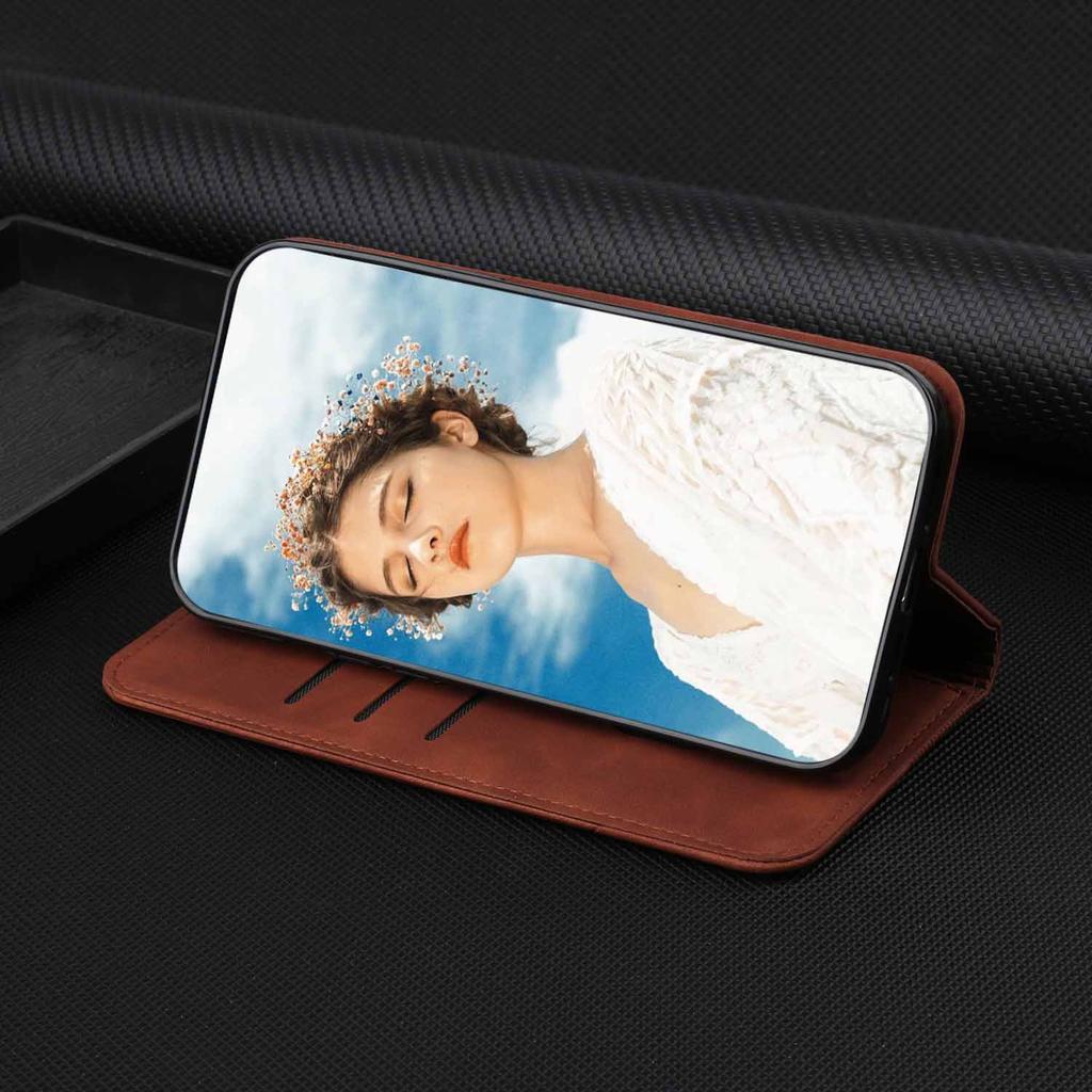Suitable for Samsung S24 Mobile Phone Leather Case A05S Matte Flip Magnetic Card Wallet Protective Case A55 Solid Color