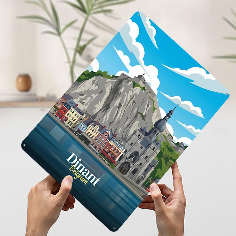 

Dinant Belgium Travel Printed Poster Customized Wall Art Retro Vintage Metal Tin Signs for Coffee Bar Accessories Home Decor 7.9x11.8In(20x30cm)