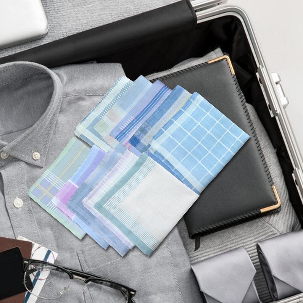 10 Pieces Handkerchiefs for Men Hankies Classic Assorted Color 30cm Kerchief Pocket Squares