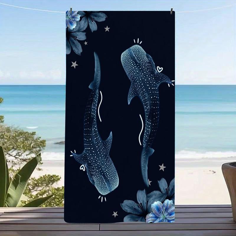 Whale Shark Sea Turtle Microfiber Beach Towel Hibiscus Flower Bath Blanket Cute Jellyfish Graphic Pool Towels For Travel