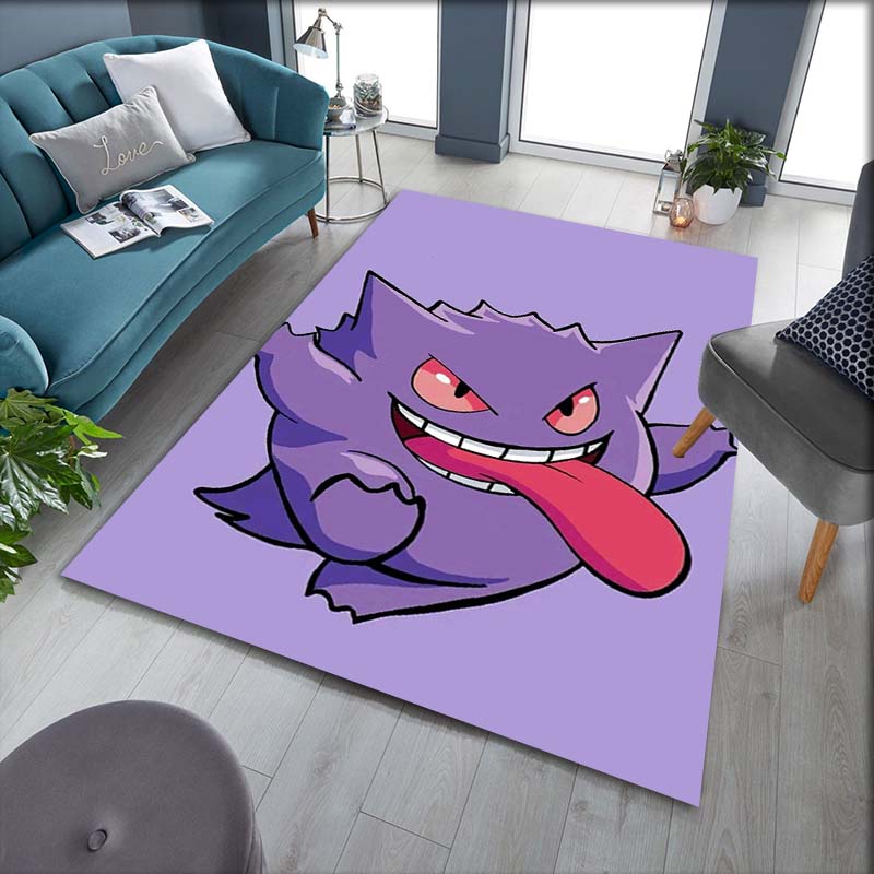 Gengar Printed Area Rug Cartoon Ghost Pattern Non-Slip Floor Mat Soft Carpet for Bedroom Living Room Decor