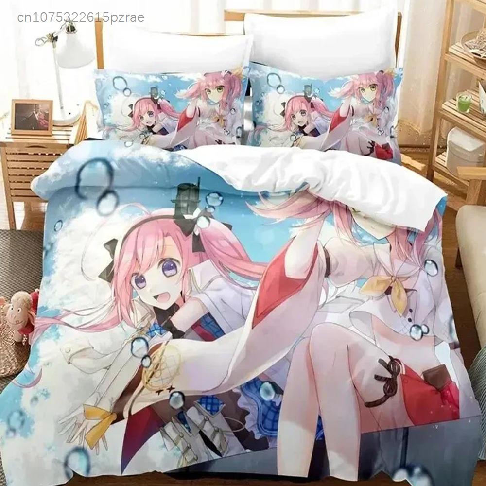 Аниме - Azur Lane 3D Комплект постельного белья Односпальный Полуторный Двуспальный Queen King Размер Комплект постельного белья для спальни взрослого ребенка Комплекты с пододеяльником Комплект простыней