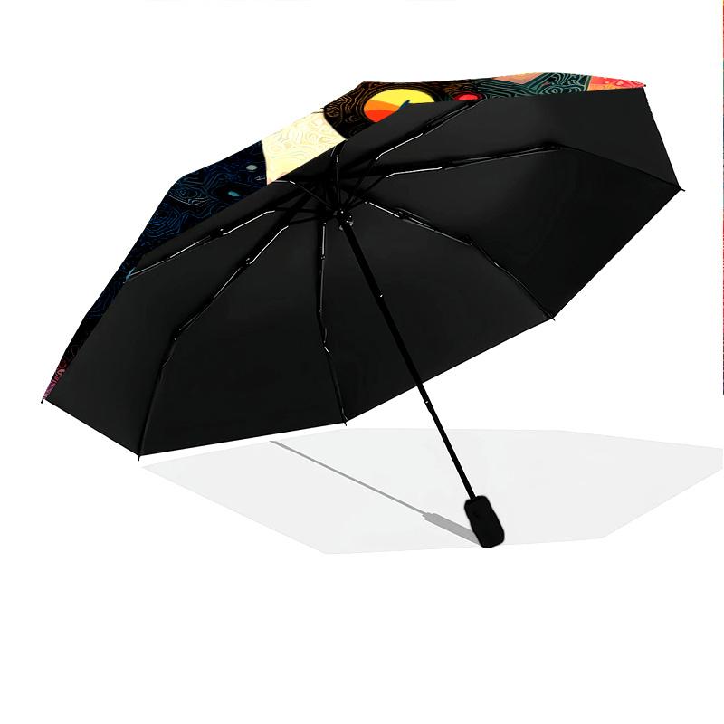 0106 Colorful Cat pattern, automatic folding umbrella, portable and foldable design, 8 ribs, a Christmas or birthday gift.