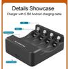 4-Slot Intelligent Rapid Charger with LED Indicator Lights Lithium-ion Battery Charger for Rechargeable Lithium-ion Batteries