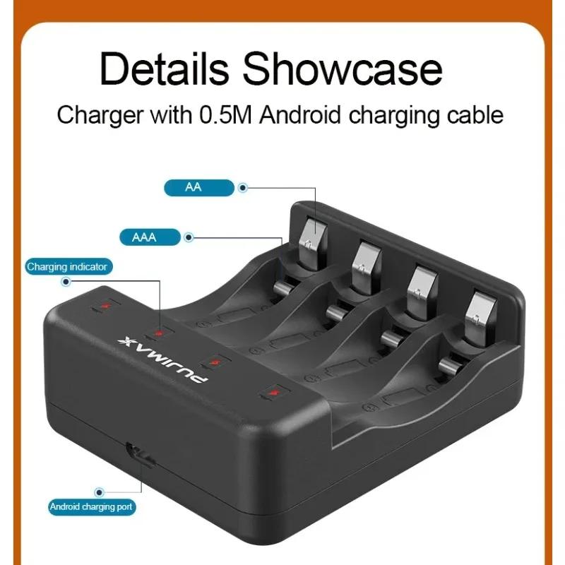 4-Slot Intelligent Rapid Charger with LED Indicator Lights Lithium-ion Battery Charger for Rechargeable Lithium-ion Batteries