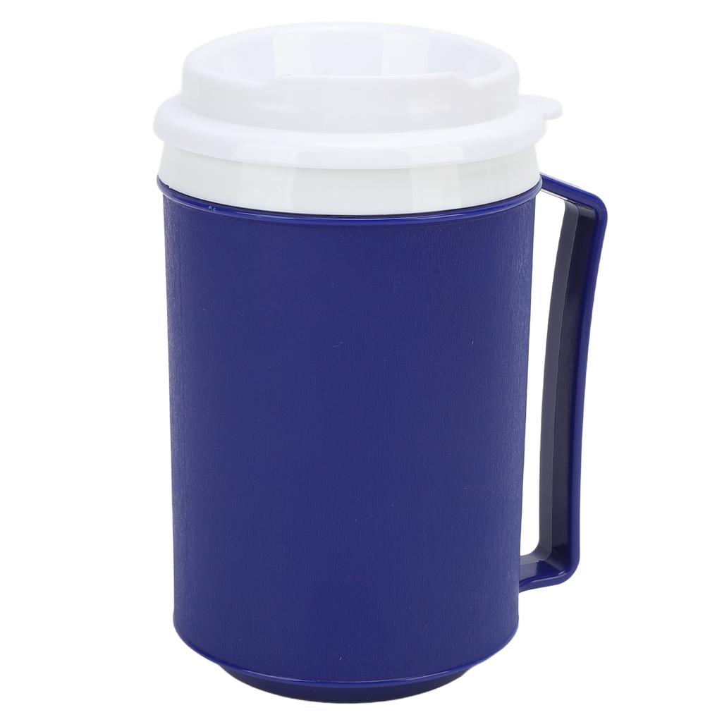 Travel Coffee Cup Blue Color Anti Spill Ergonomic Insulated Camping Mug with Lid for Home and