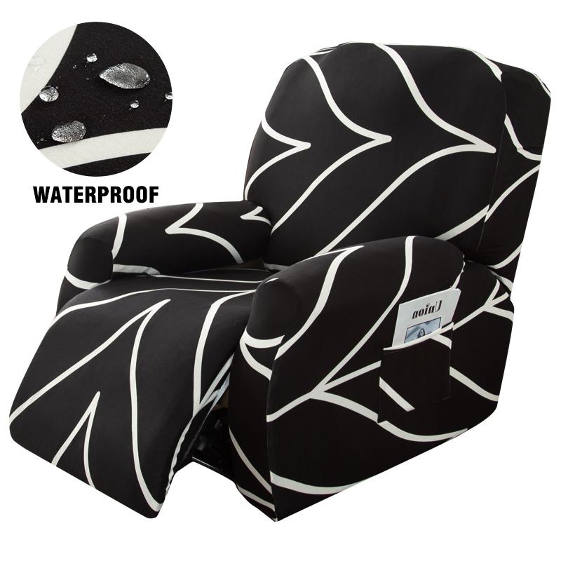 Water-Resistant Recliner Cover With Pockets Single Reclining Slipcover 4-Pieces Recliner Sofa Chair Cover Furniture Protector