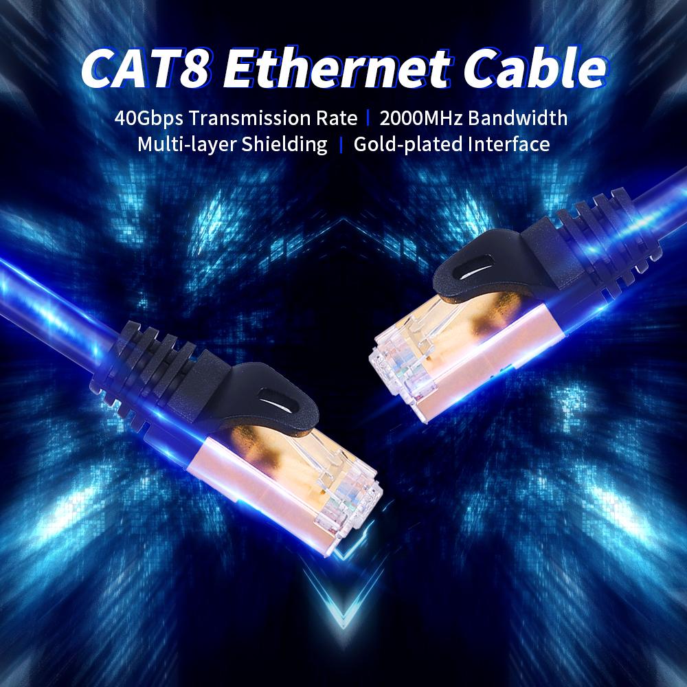 CAT8 síťový kabel 40Gbps 2000MHz Ethernetový kabel s vícevrstvým stíněním 26AWG čisté měděné jádro