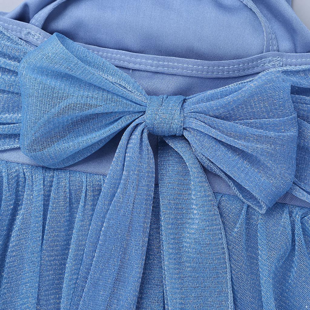 Lyrical Girls Ballroom Kids Cosplay Fancy Gymnastics Bowknot Backless Dress Ballet Dance Leotard Glittery Skirts