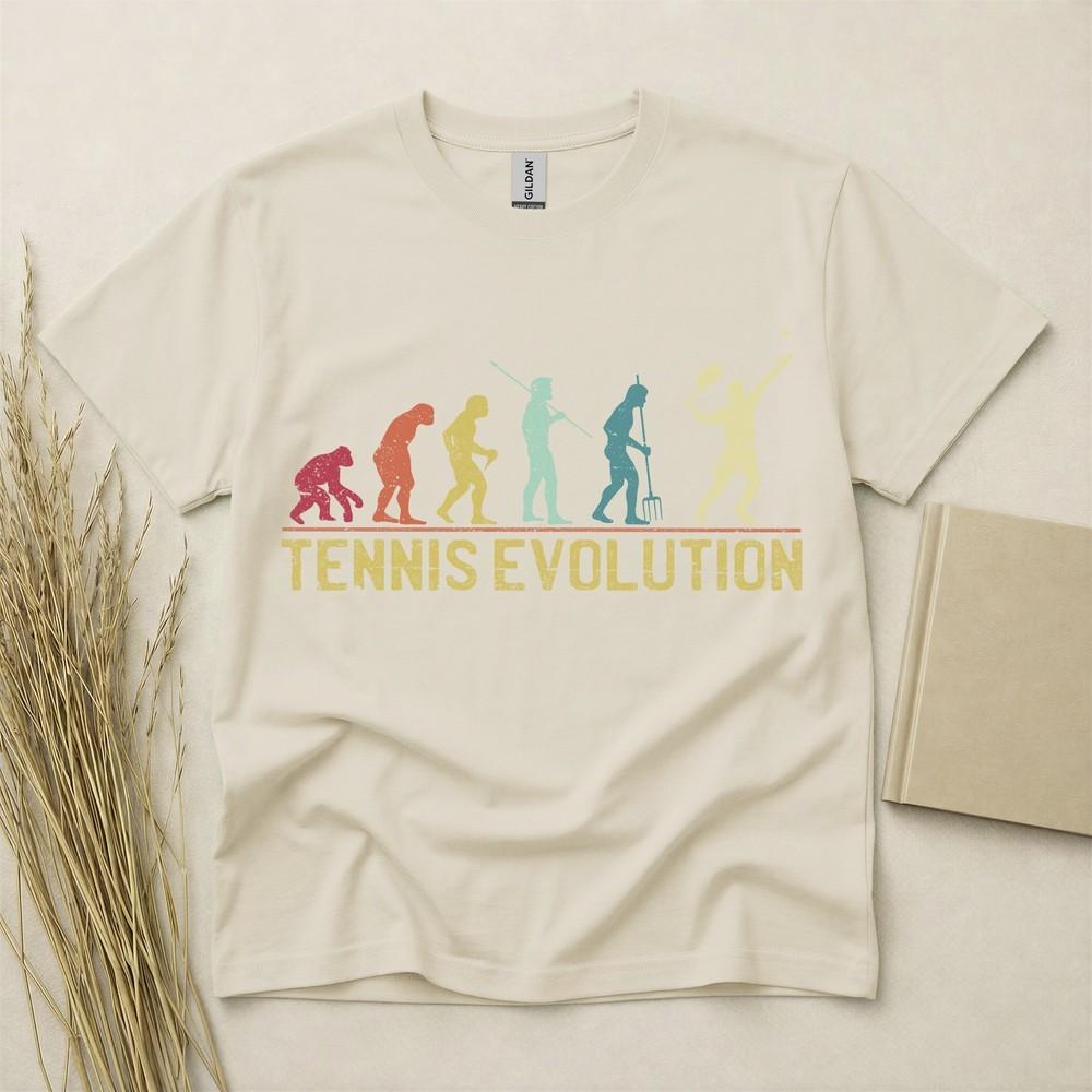 Tennis Evolution T Shirt Funny Tennis Gift Retro Sports Tee Gildan Cotton Top