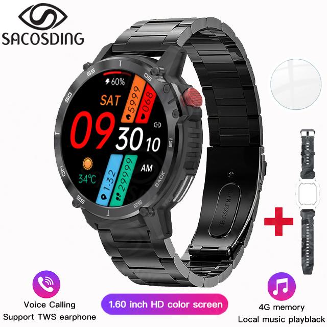 Music Smart Watch 4g Rom Bluetooth Call Sports Watches Men Waterproof Smartwatch For Android Ios Support Tws Earphones