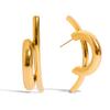 Youthway 18K Gold Color Plated Stainless Steel U-Shape Stud Earrings for Women Geometric Layered Multi-Bar Design Jewelry Gifts