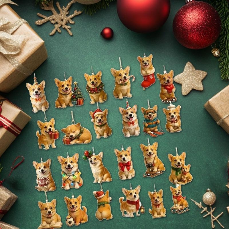 24 Days Surprise Advent Calendar Christmas Advent Calendar With Acrylic Dog Pendant Hanging Ornament For Kid Adult