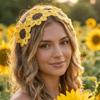 Colorful Pastoral Style Headscarf Scarf Knitted Hair Band Sweet Flowers Hairband  Photography Prop