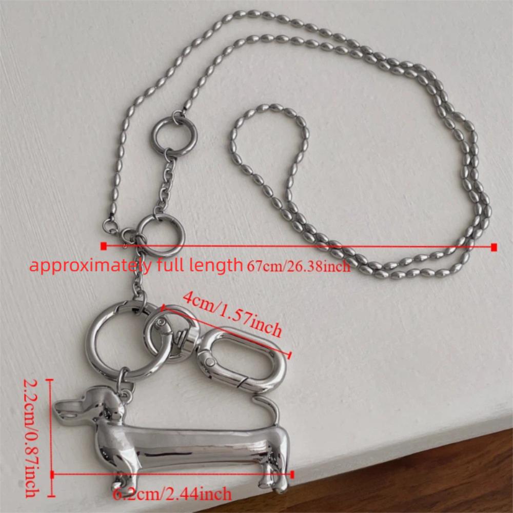 Vintage Dachshund Pendant Necklace Unique Beads Chain Long Pendant Cartoon Dog Choker  Daily Wear