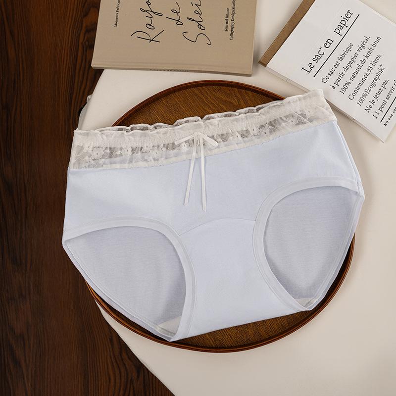 Ladies' Spring and Autumn New Pure Cotton Sexy Lace 10a Antibacterial Crotch Non Buttocks Underwear