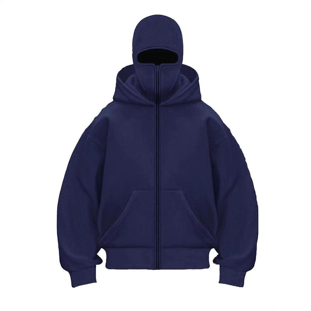 Unisex European Plus Size Double Hood Zippered Sweatshirt Jacket for Autumn/Winter