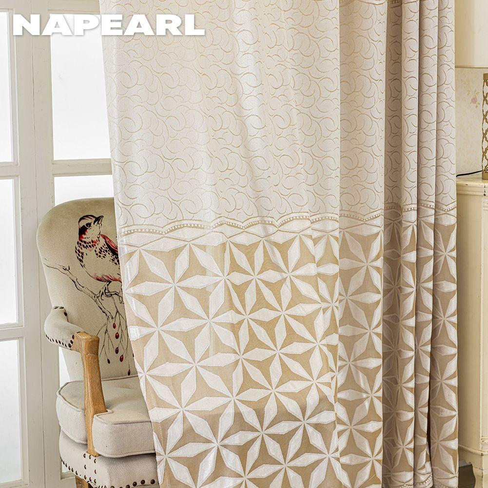 1 stk NAPEARL Europeisk Stil Moderne Blå Hul Jacquard Komfortable Gardiner for Stue Soverom Hjemmedekor