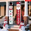 1 Pair Christmas Hanging Banner, 'Feliz Navidad' Doorway Decor with Cute Santa Claus and Snowman, Elegant Outdoor Indoor Decor